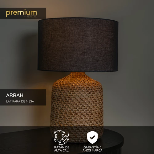 Lucide ARRAH - Lámpara de mesa - Ø 35 cm - 1xE27 - Natural | Premium - USP
